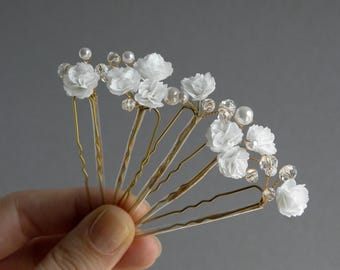 Spinki do włosów z perełkami ślubnymi, ozdoby do włosów z motywem oddechu dziecka, kwiatowe ozdoby do włosów dla panny młodej