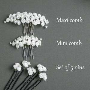 Gypsophila hair pins Babys breath hair pins Flower hair pins Bridal hair piece Small wedding headpiece for bride image 9