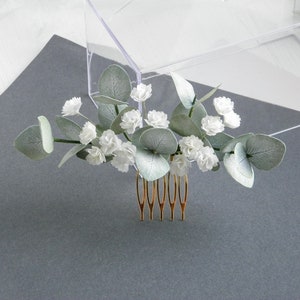 Babies breath Eucalyptus hair comb Wedding headpiece for bride Greenery hair piece Bridal floral hair comb image 8