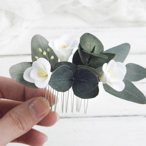 Pieza de pelo de eucalipto nupcial Accesorios para el cabello de boda Greenery Peine de pelo de eucalipto Tocado floral para novia