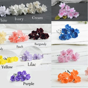 Lilac bridal hair pins with small flowers Floral wedding hair piece Flower headpiece for bride Floral bobby pins image 9