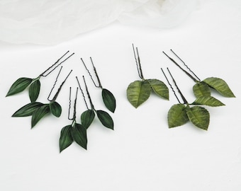 Wedding headpiece greenery Eucalyptus hair pins for bride Bridal hair piece Floral hair clip