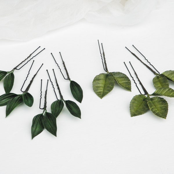 Wedding headpiece greenery Eucalyptus hair pins for bride Bridal hair piece Floral hair clip