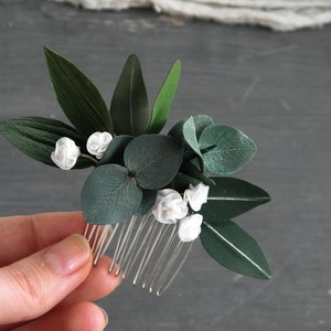 Bridal eucalyptus hair comb Wedding floral hair piece Greenery headpiece
