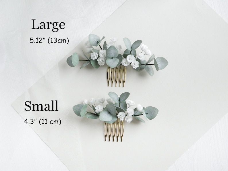 Babies breath Eucalyptus hair comb Wedding headpiece for bride Greenery hair piece Bridal floral hair comb image 2