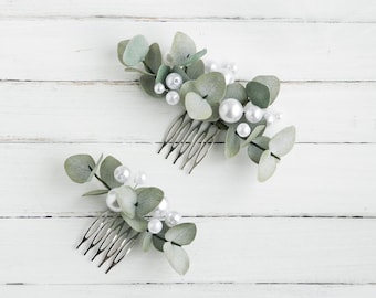 Greenery hair comb Eucalyptus hair piece Hair wedding bridal flower comb Bridal hair comb Floral head piece bride