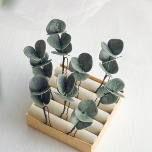 Eucalyptus hair pins Floral wedding hair piece Greenery bridal headpiece Green leaf hair pins Floral hair comb 4