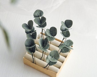 Forcine per capelli di eucalipto, accessorio per capelli da sposa floreale, copricapo da sposa verde, forcine per capelli con foglie verdi, pettine per capelli floreale