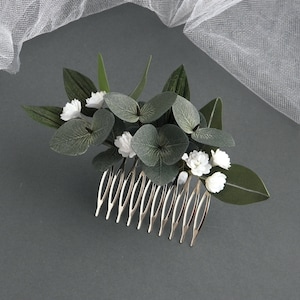 Wedding eucalyptus hair comb Greenery bridal hair piece Floral hair accessories for bride