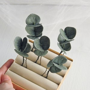 Eucalyptus hair pins Floral wedding hair piece Greenery bridal headpiece Green leaf hair pins Floral hair comb image 4