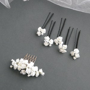 Flower hair comb bride Gypsophila hair pins Babys breath bridal hair piece Wedding floral head piece