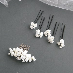 Peigne à fleurs pour mariée Épingles à cheveux en gypsophile