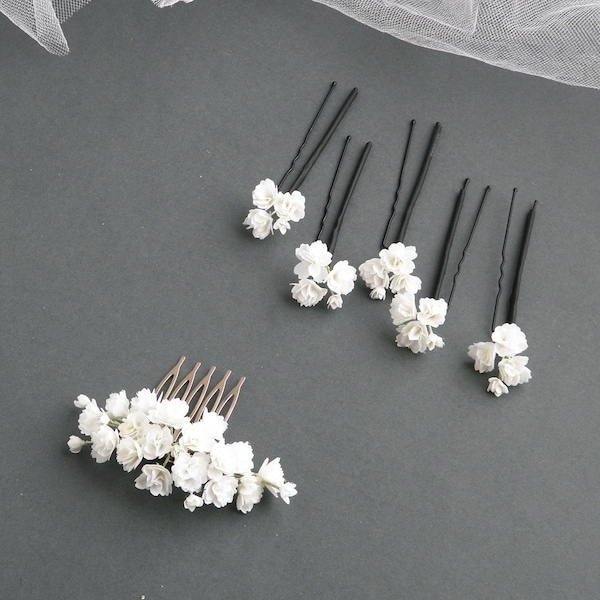 Blume Haarkamm Braut Gypsophila Haarnadeln Schleierkraut Brauthaarschmuck Hochzeit geblümten Kopfschmuck