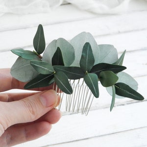Bridal greenery hair piece  Eucalyptus wedding hair comb Floral headpiece boho