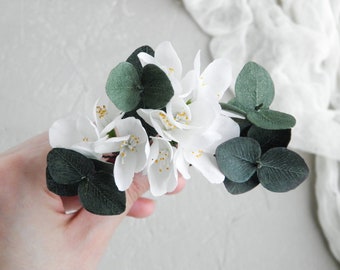 Floral hair pins Eucalyptus bridal hair pins Wedding flowers headpiece for bride