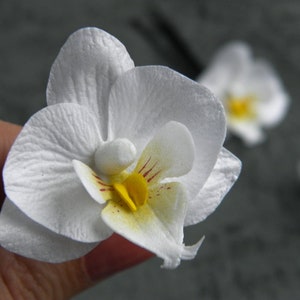 Orchid hair pins Wedding head piece for bride Bridal hair piece white small flowers