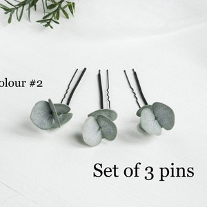 Eucalyptus hair pins Floral wedding hair piece Greenery bridal headpiece Green leaf hair pins Floral hair comb image 8