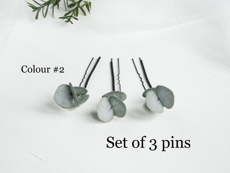 Eucalyptus hair pins Floral wedding hair piece Greenery bridal headpiece Green leaf hair pins Floral hair comb image 8