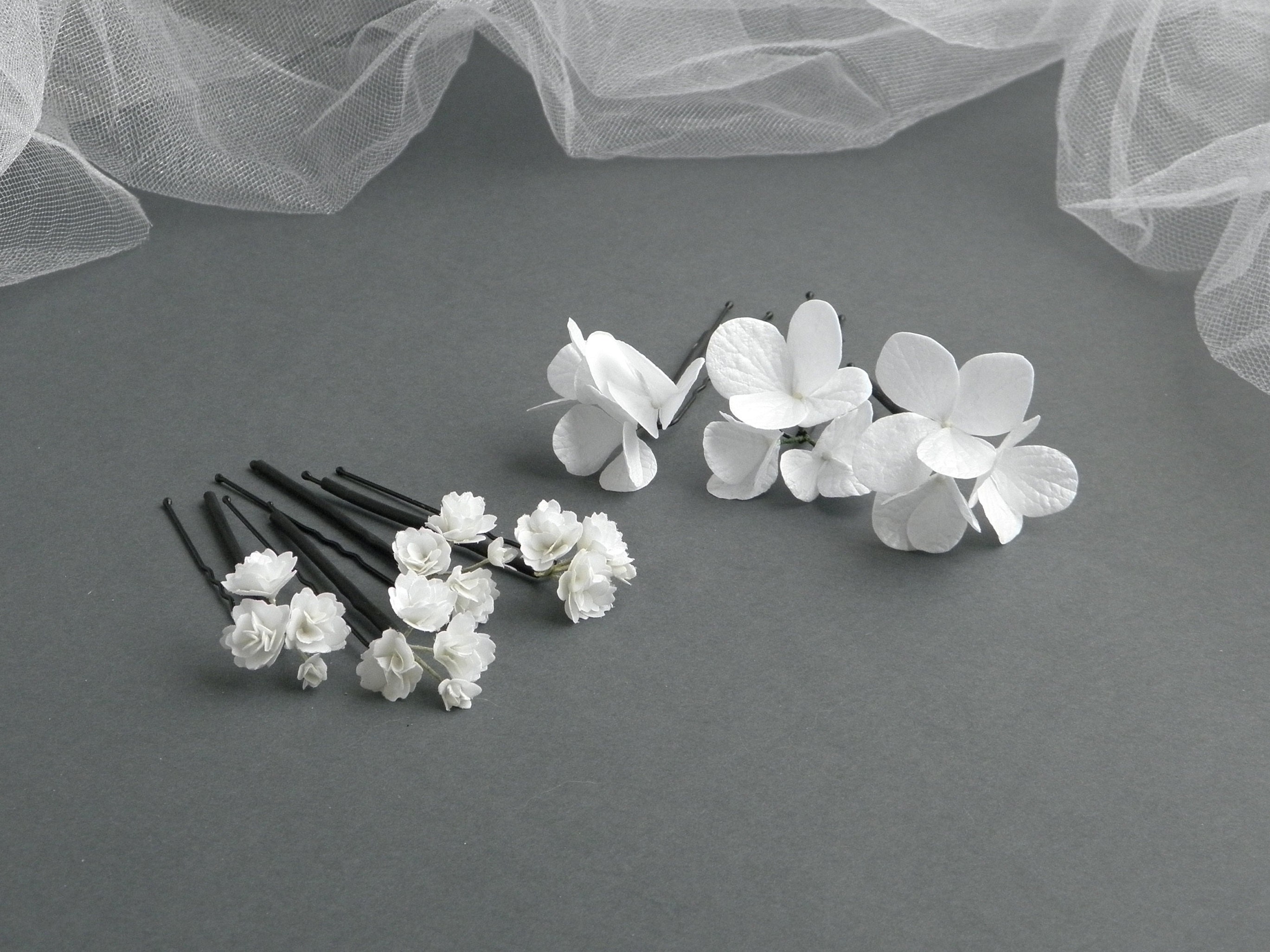 Babys Breath Hair Pins White Fowers Hair Pins Bridal Floral  display picture 2