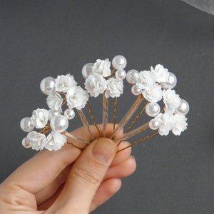 Babys breath bridal hair pins Wedding flower hair piece Gypsophila pearls headpiece for bride Bridesmaid floral hair accessories