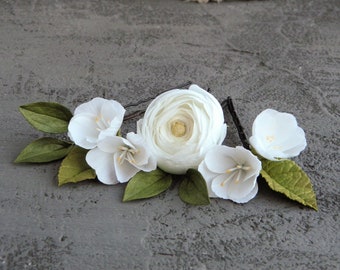 Flower hair pins Bridal hair piece floral Wedding head piece for bride