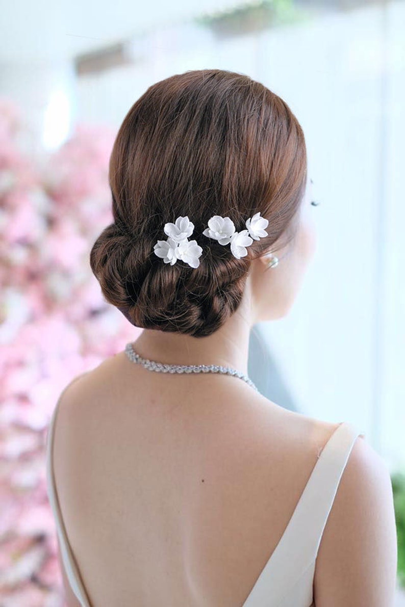 Lilac bridal hair pins with small flowers Floral wedding hair piece Flower headpiece for bride Floral bobby pins image 6