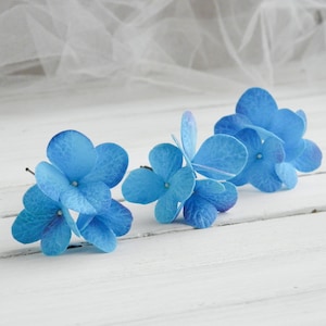 Bridal hair piece blue Flowers hair pins  Bridal hair piece Hydrangea hair pins bridesmaid Floral wedding headpiece