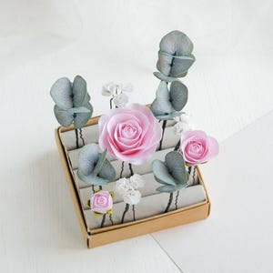 Pink roses bridal hair pins Flower wedding hair piece for bride Floral headpiece bridesmaid