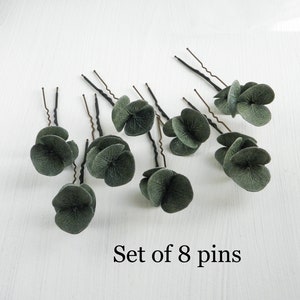 Eucalyptus hair pins Floral wedding hair piece Greenery bridal headpiece Green leaf hair pins Floral hair comb image 6