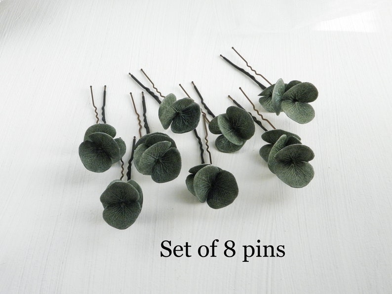 Eucalyptus hair pins Floral wedding hair piece Greenery bridal headpiece Green leaf hair pins Floral hair comb image 6