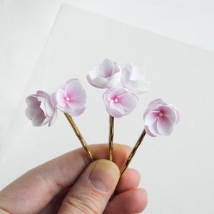 Pink floral hair pins Bridal flower piece small Wedding head piece for bridesmaid Flower girl bobby pin