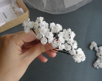 Gypsophila hair pins Babys breath hair pins Flower hair pins Bridal hair piece Small wedding headpiece for bride