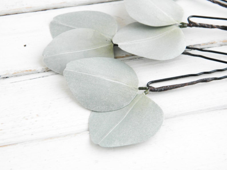 Eucalyptus hair clip bride Wedding floral hair pins Greenery hair piece