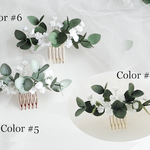 Babies breath Eucalyptus hair comb Wedding headpiece for bride Greenery hair piece Bridal floral hair comb image 10