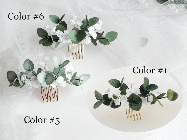 Babies breath Eucalyptus hair comb Wedding headpiece for bride Greenery hair piece Bridal floral hair comb image 10