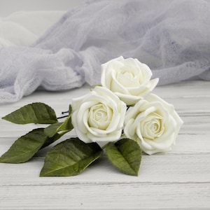 Wedding flower hair pins ivory rose hair clip Floral hair piece for bride
