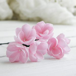 Pink hair flower pins Bridal hair pins Bridal hair piece small Wedding head piece for bride