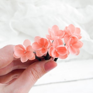 Floral wedding headpiece for bride Flower hair pins Peach bridal hair piece Floral hair clip