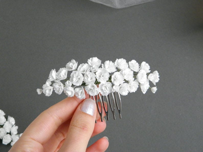 Gypsophila hair pins Babys breath hair pins Flower hair pins Bridal hair piece Small wedding headpiece for bride Large hair comb