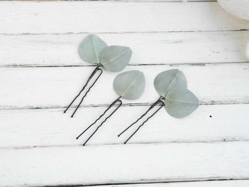 Eucalyptus hair clip bride Wedding floral hair pins Greenery hair piece