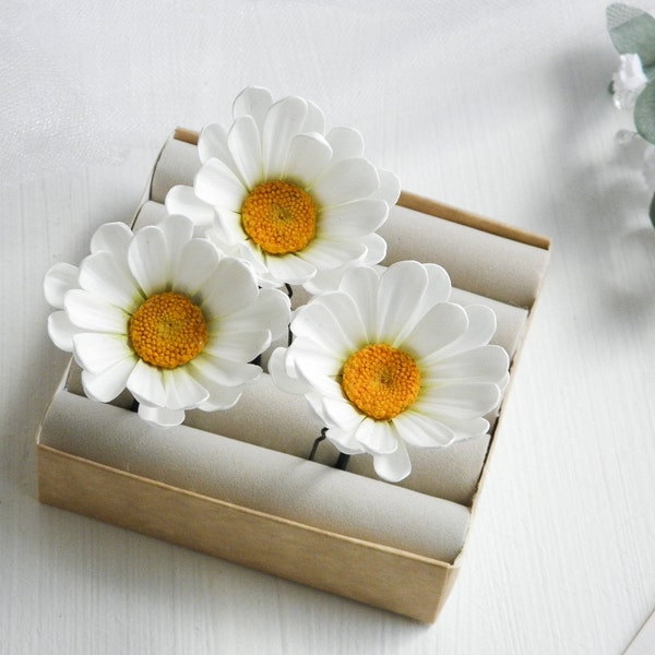 Épingles à cheveux marguerite Épingles à cheveux fleur Pièce de cheveux de mariage pour mariée Coiffure de mariée florale Pince à cheveux camomille