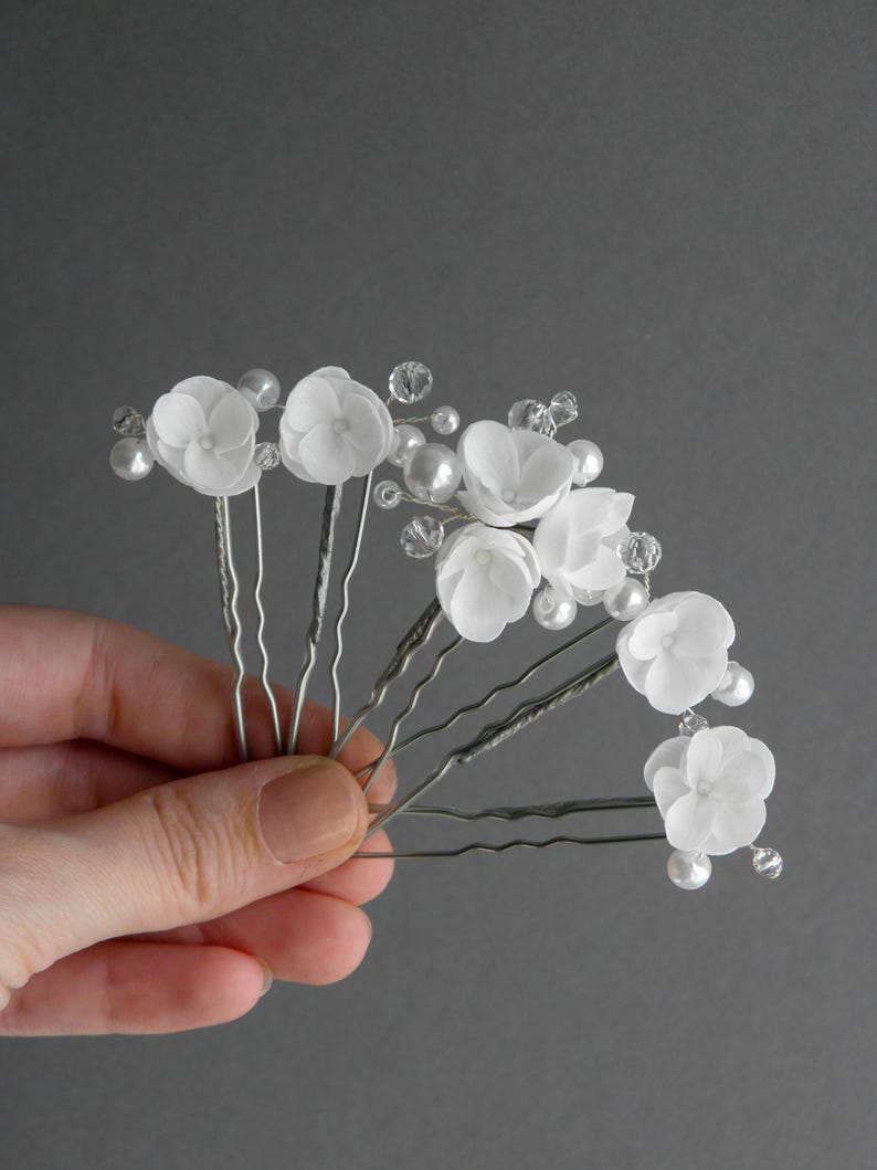 Tiny Flowers Bridal Hair Pins, Pearl Floral Hair Piece for Bride - Etsy