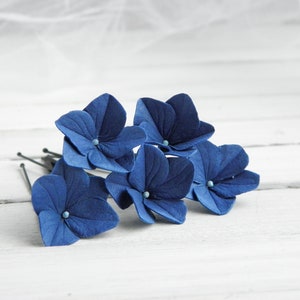 Épingles à cheveux fleur bleu marine Pièce de cheveux de mariée Épingles à cheveux florales de mariage Bandeau de mariée pour demoiselle d'honneur Navy blue