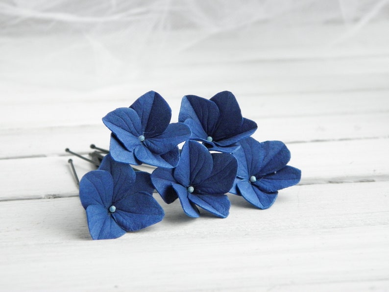 Épingles à cheveux fleur bleu marine Pièce de cheveux de mariée Épingles à cheveux florales de mariage Bandeau de mariée pour demoiselle d'honneur Navy blue