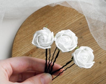 Floral hair piece Bridal roses Eucalyptus hair pins Wedding headpiece for bride