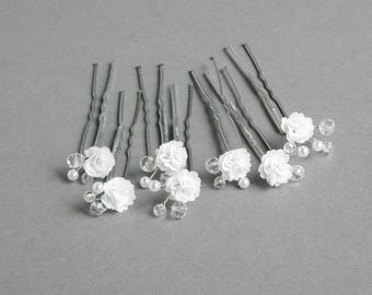 Pearl Bridal Hair Pins, Babys Breath Hair Accessories, Small Wedding Piece