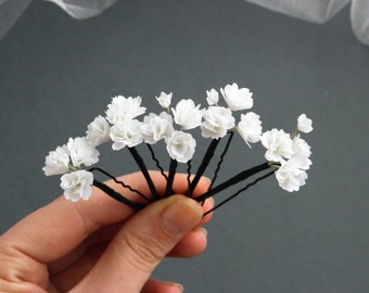 Gypsophila hair pins Babys breath hair pins Flower hair pins Bridal hair piece Small wedding headpiece for bride