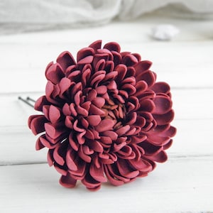 Burgunder Blume Haarschmuck Chrysantheme Haarschmuck Braut Haarschmuck für die Braut