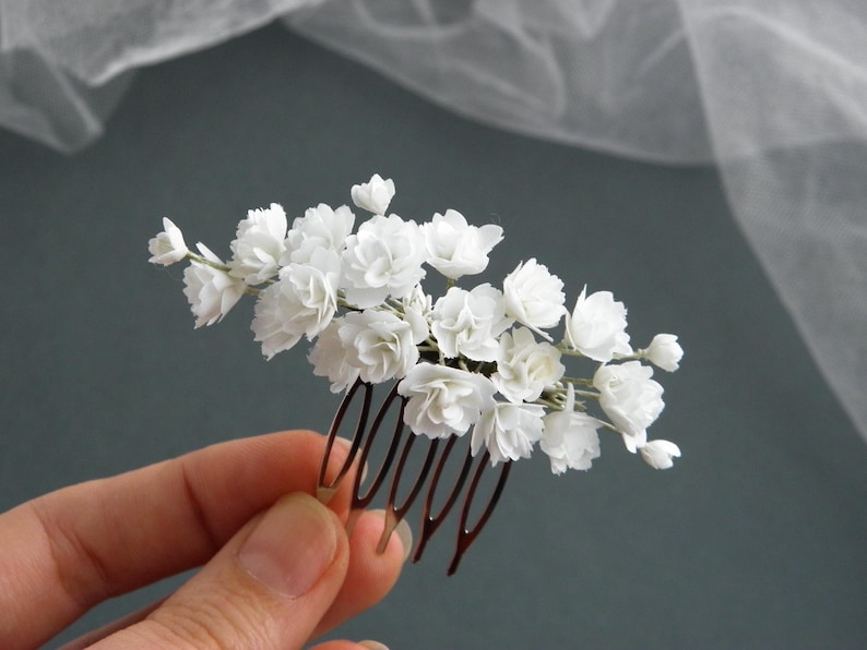 Gypsophila hair pins Babys breath hair pins Flower hair pins Bridal hair piece Small wedding headpiece for bride Small hair comb