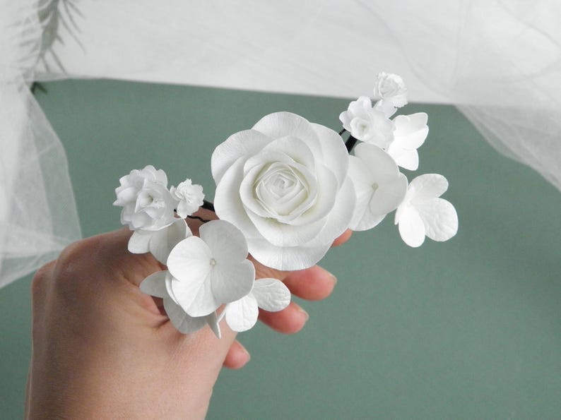 Terracotta wedding hair pins Flowers bridal hair piece Wedding floral hair piece Fall flower hair pins bride Rose headpiece image 11